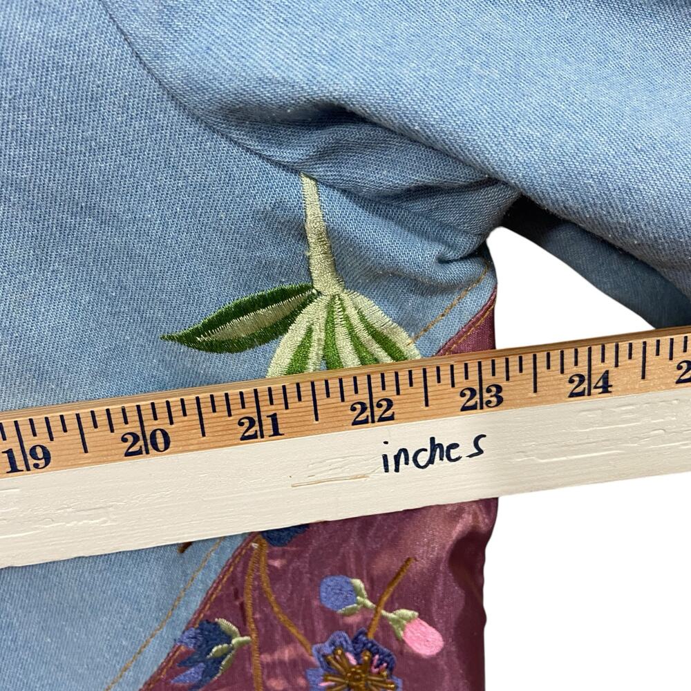 Indigo Moon Embroidered Patch Button Up Jacket Wo… - image 7
